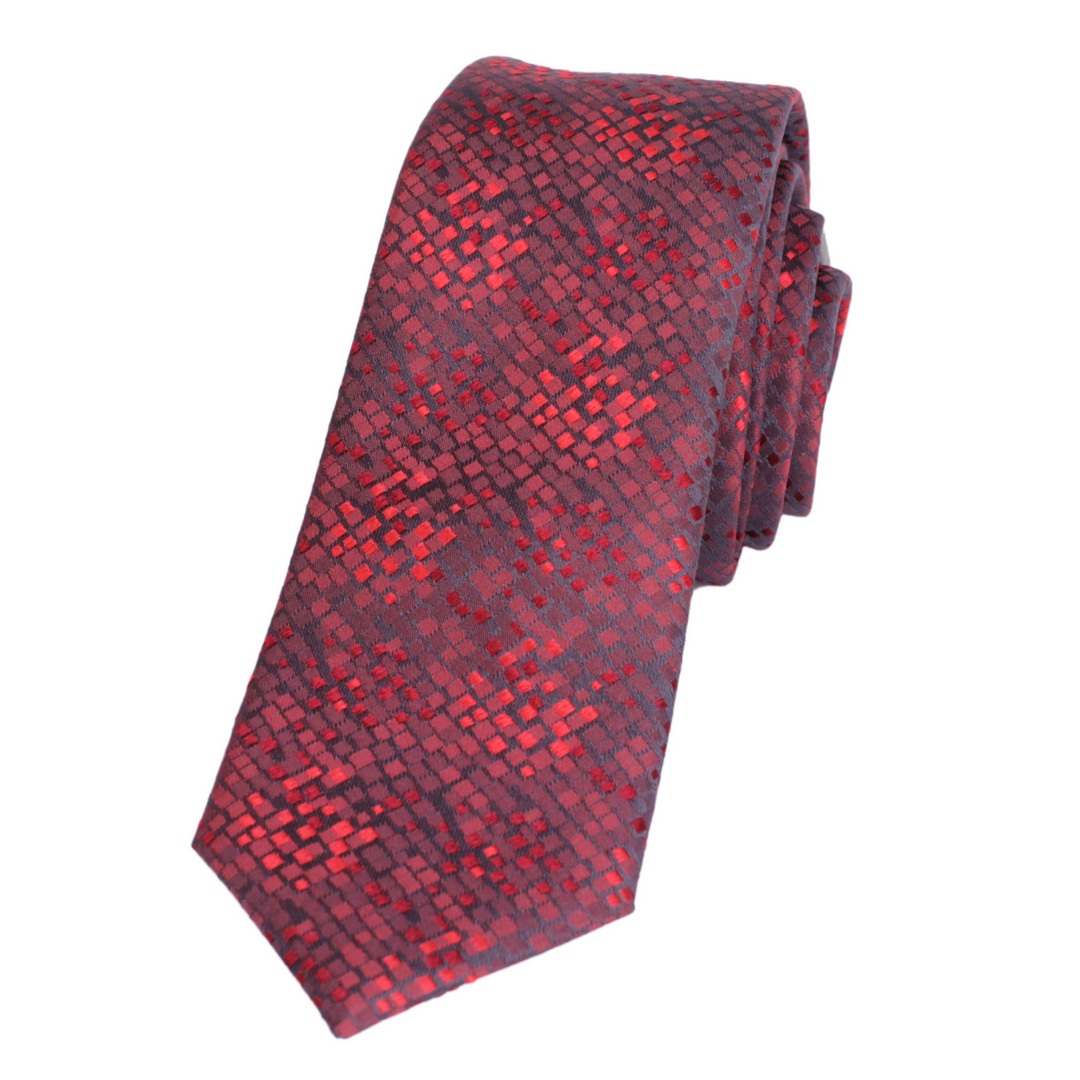 UNA Slim Krawatte rot gemustert 44905242