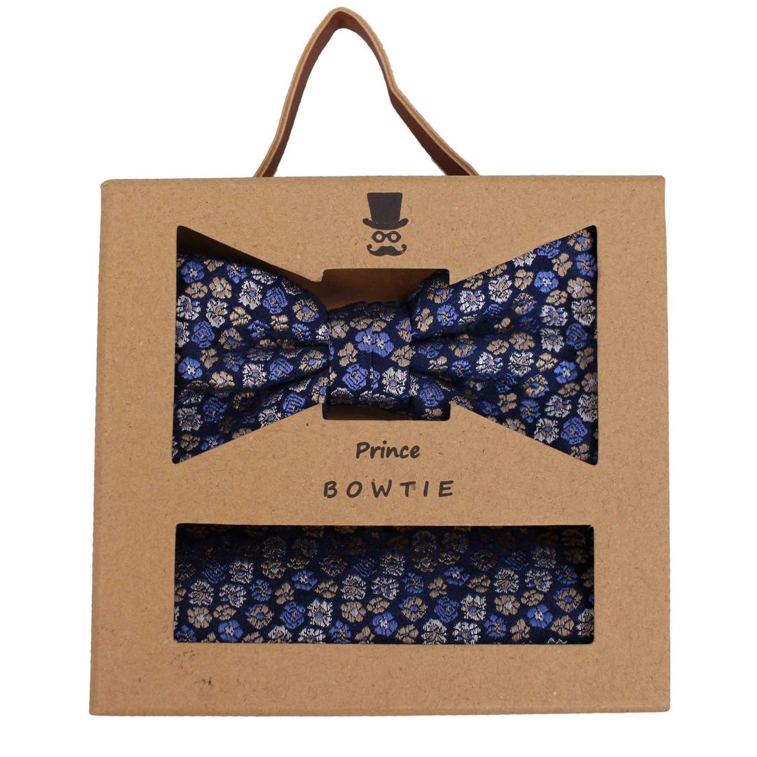 Prince Bowtie Fliege Schleife Einstecktuch Set blau florales Muster ft5121313 fb 3