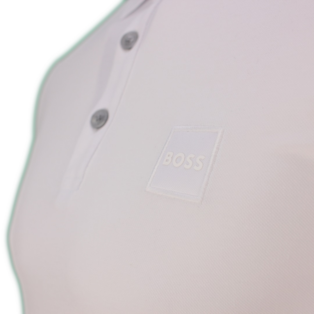 Hugo Boss Herren Polo Shirt kurzarm Passenger weiß unifarben 50472668 100 white