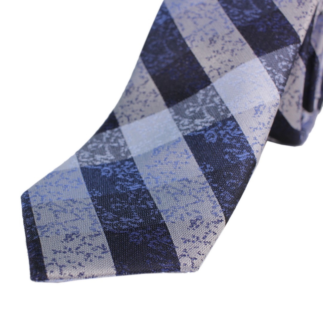 UNA Slim Krawatte blau kariert 44365413