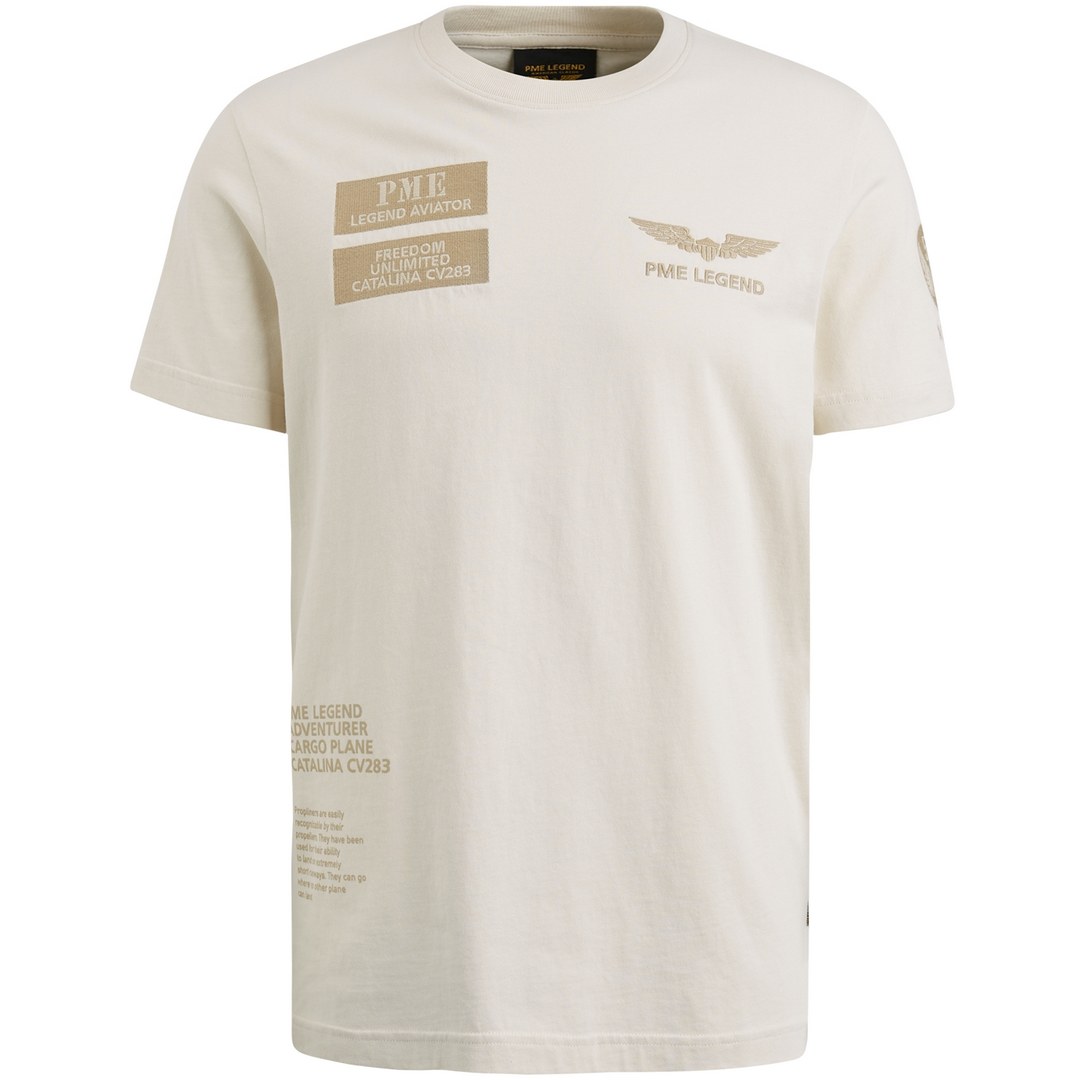 PME Legend Herren T-Shirt Regular Fit beige PTSS2404578 7013 bone white