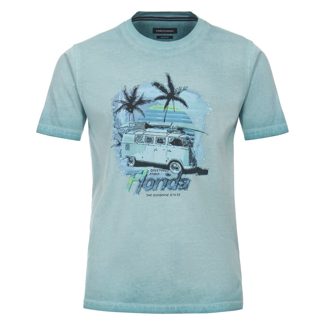 Casa Moda Herren T-Shirt türkis Print Muster 934057500 390