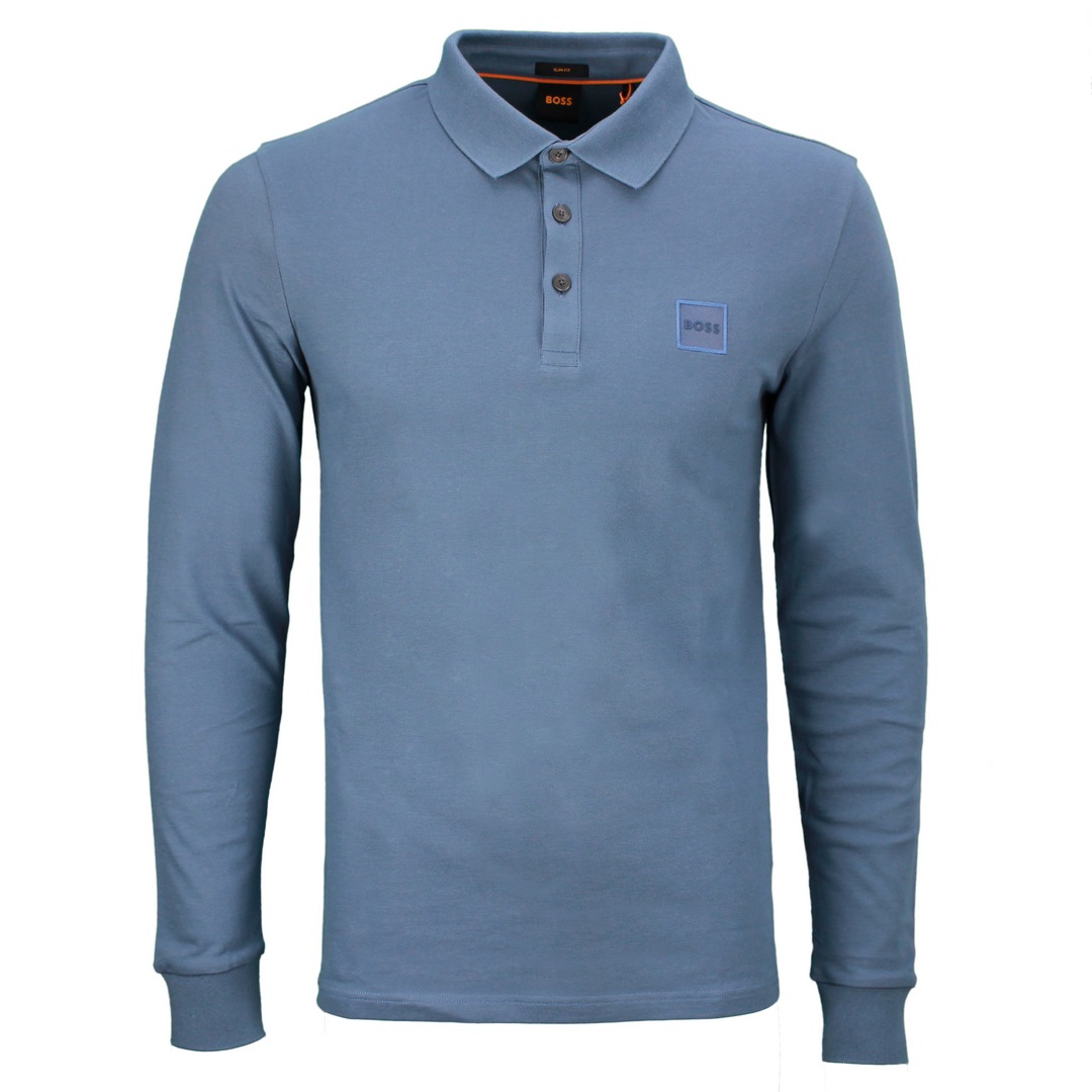 Hugo Boss Herren Shirt Langarmshirt Passerby blau unifarben 50472681 438 bright blue