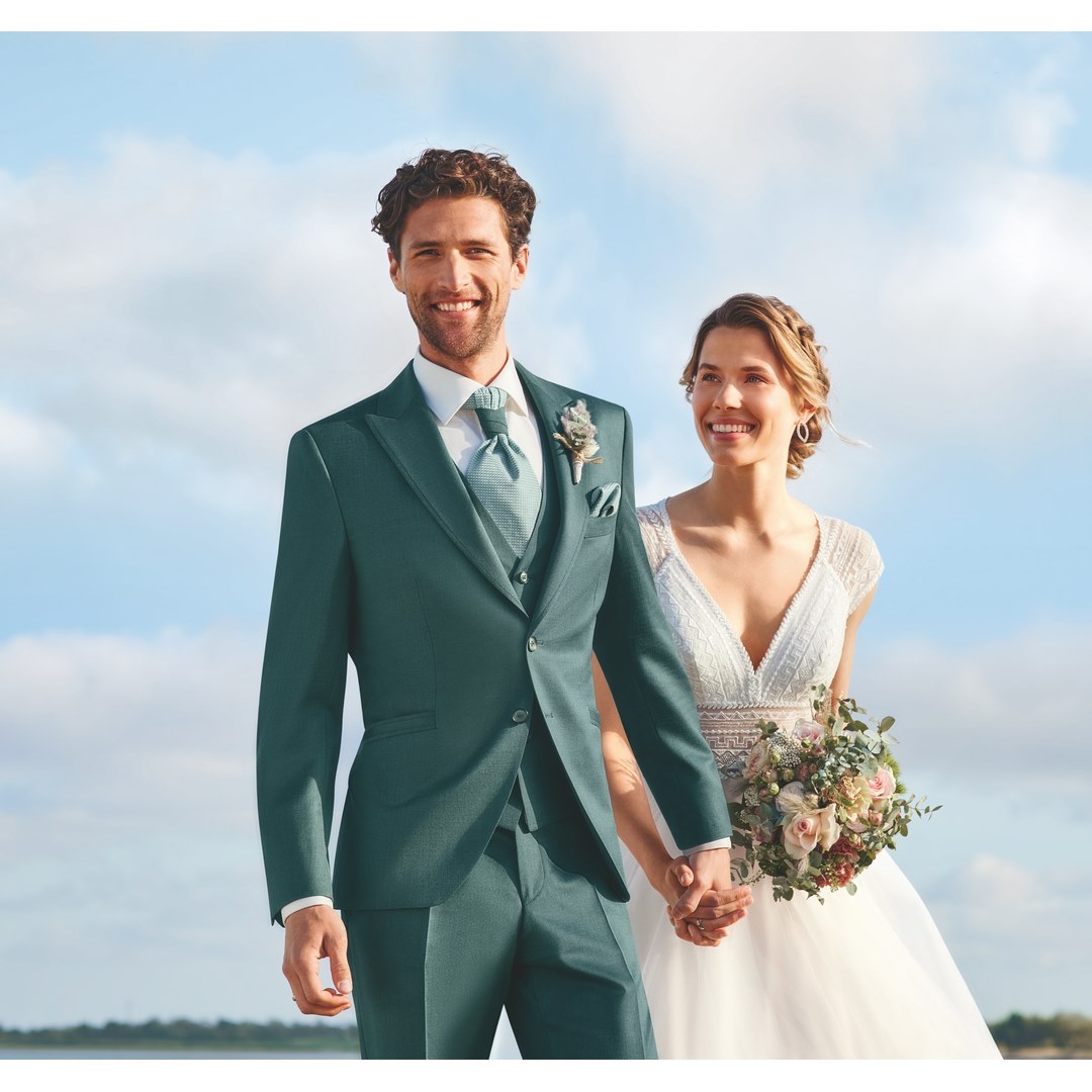 Wilvorst After Six Herren Hochzeitsanzug Boho Sakko grün 421206 A10552 40