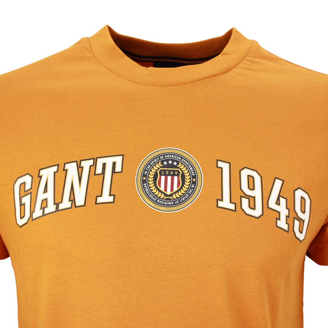 Gant Herren T-Shirt kurzarm Crest Shield gelb unifarben 2003150 822 dk mustard orange