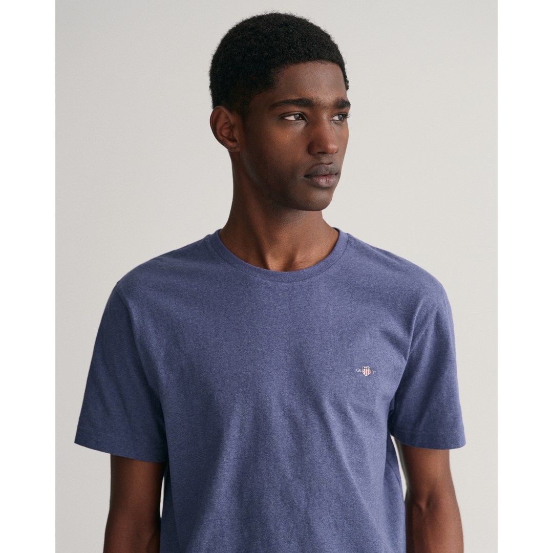 Gant Herren T-Shirt Regular Fit Shield blau 2003184 902 dark jeansblue melange