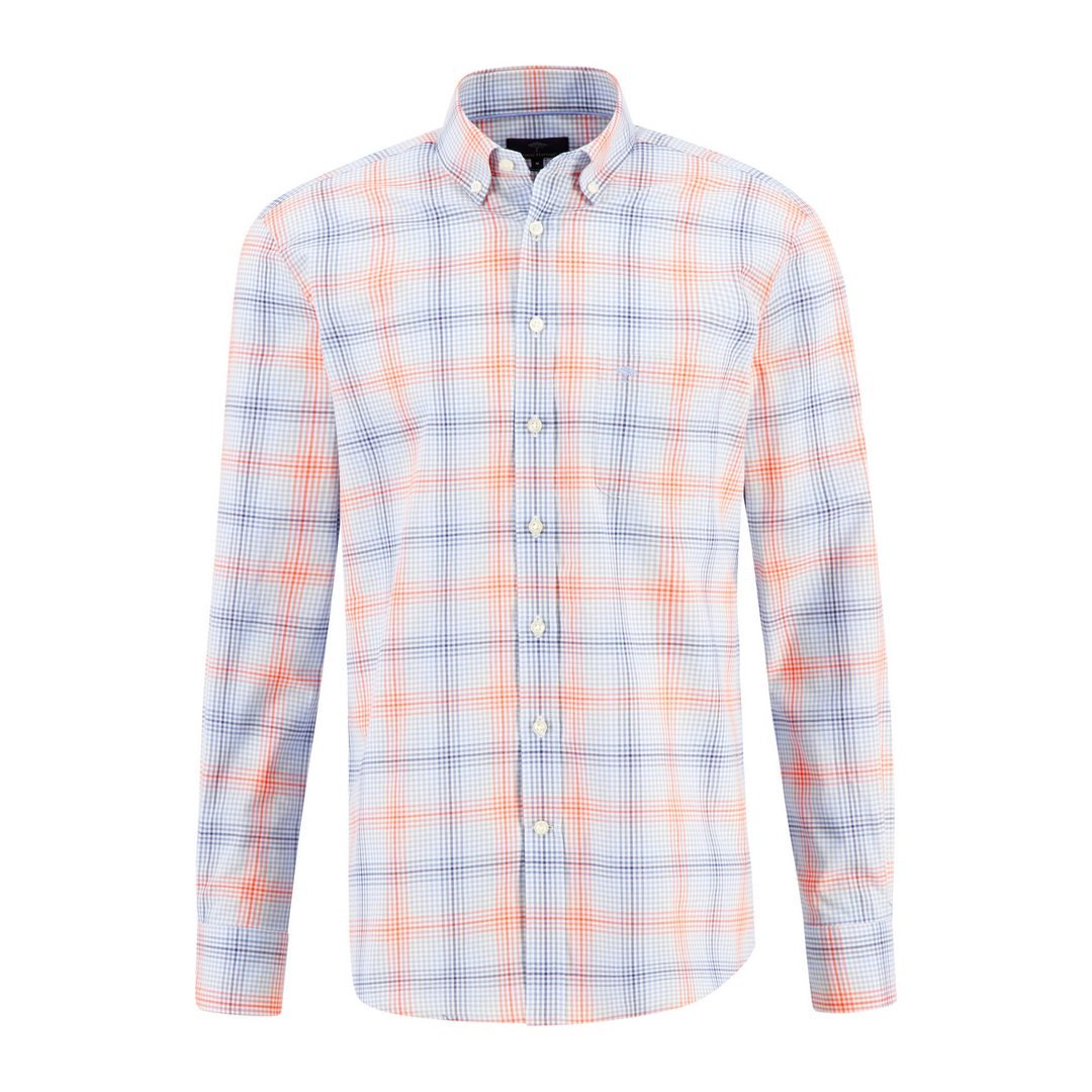 Fynch Hatton Herren Hemd blau orange Check Muster 13138040 200 tangerine