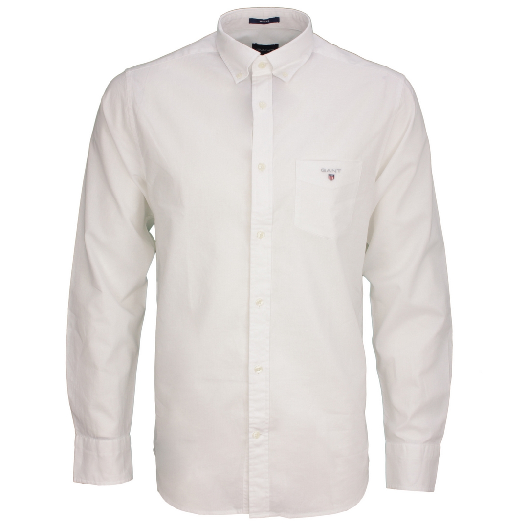Gant Herren Freizeit Hemd Leinenhemd weiß unifarben 3018670 110 white 