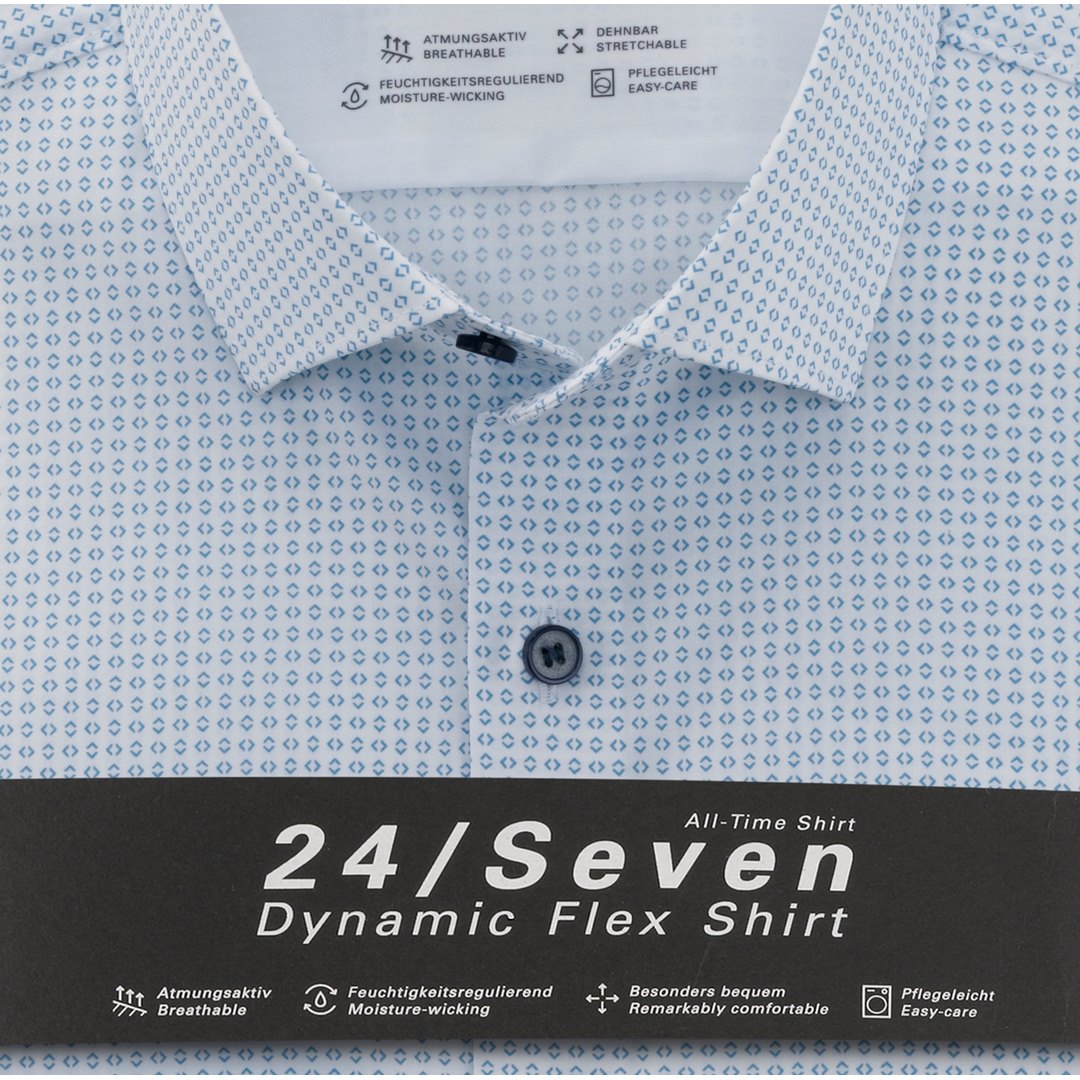 Olymp Hemd 24/Seven Dynamic Flex Jersey All Time Shirt weiß blau 206414 00 weiß