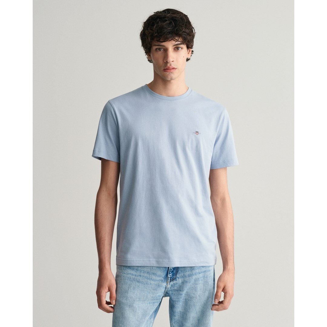 Gant Herren T-Shirt Regular Fit Shield blau 2003184 474 dove blue