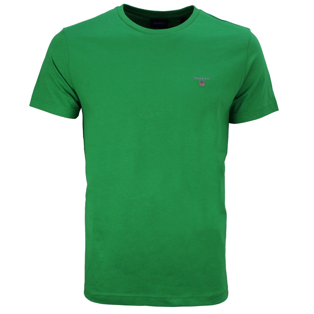 Gant Herren T-Shirt Shirt kurzarm Basic grün unifarben 234100 344 grass green