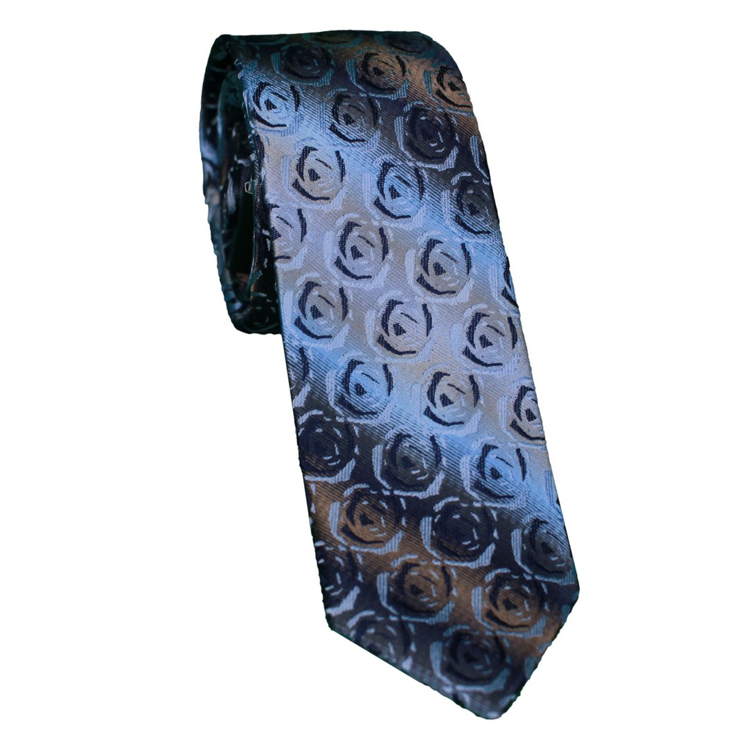 UNA Slim Krawatte Palermo blau gemustert 62005810