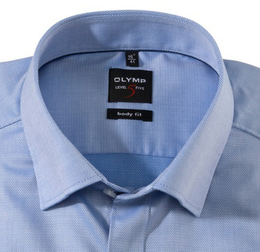 Olymp Level Five Body Fit langarm Hemd Businesshemd blau unifarben 046464 15