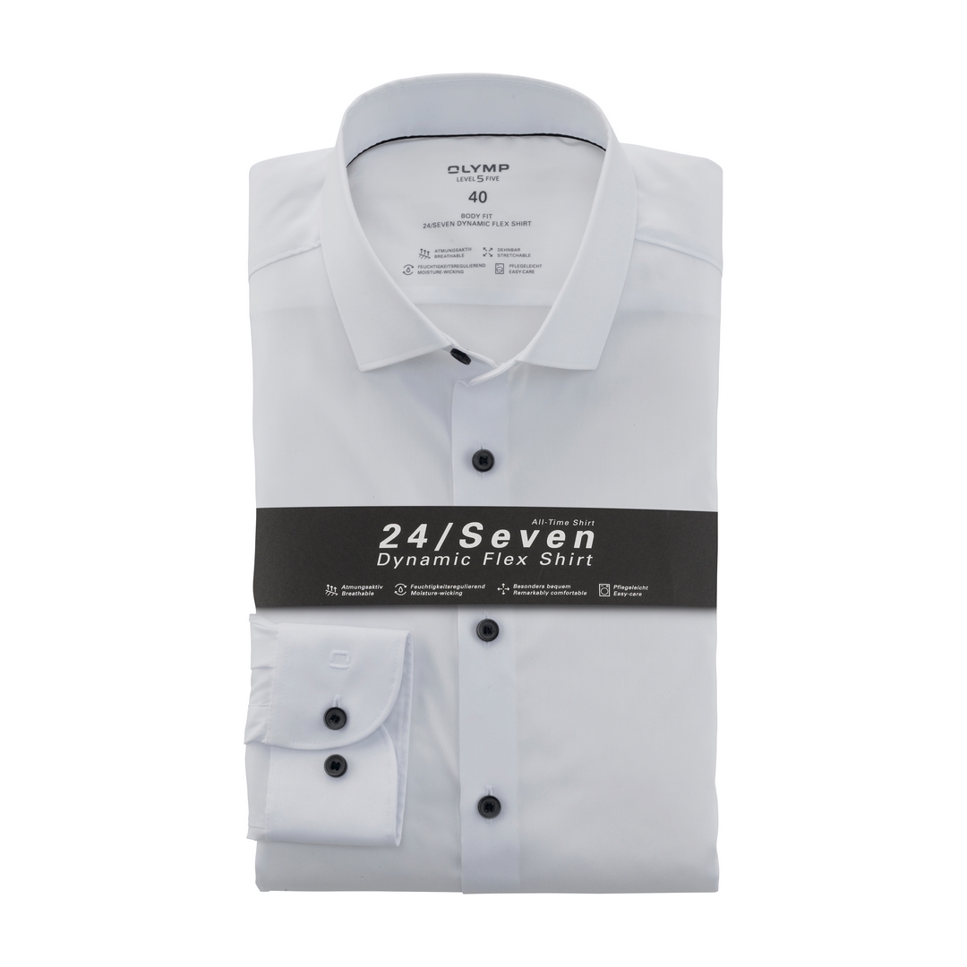 Olymp Hemd 24/Seven Dynamic Flex Jersey All Time Shirt 206684 00 weiß