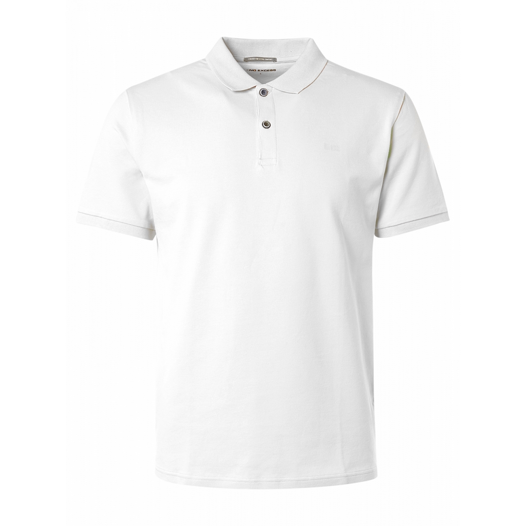 No Excess Herren Polo Shirt Solid Stretch weiß unifarben 15390260SN 010 white 