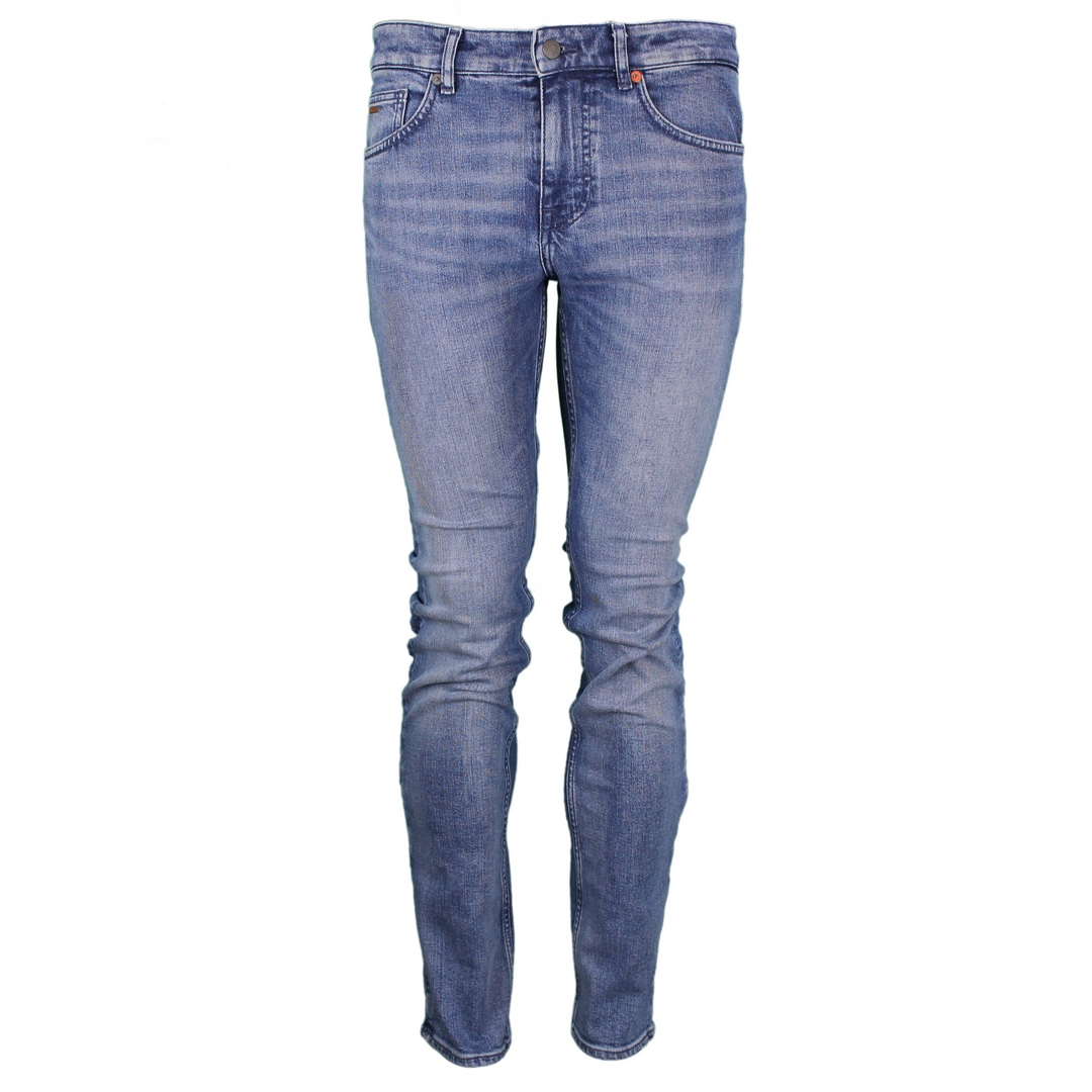 BOSS Herren Jeans Hose Five Pocket Style Delaware blau unifarben 50468638 436 Bright Blue 
