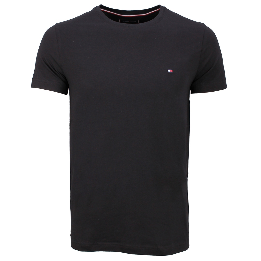 Tommy Hilfiger Herren T-Shirt Core Stretch Slim C Neck Tee schwarz unifarben MW0MW27539 BDS Black