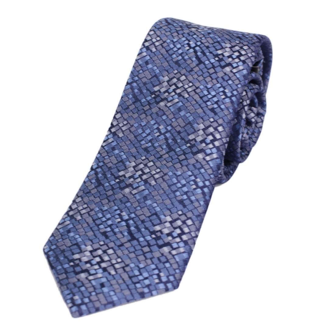 UNA Slim Krawatte blau gemustert 44905214