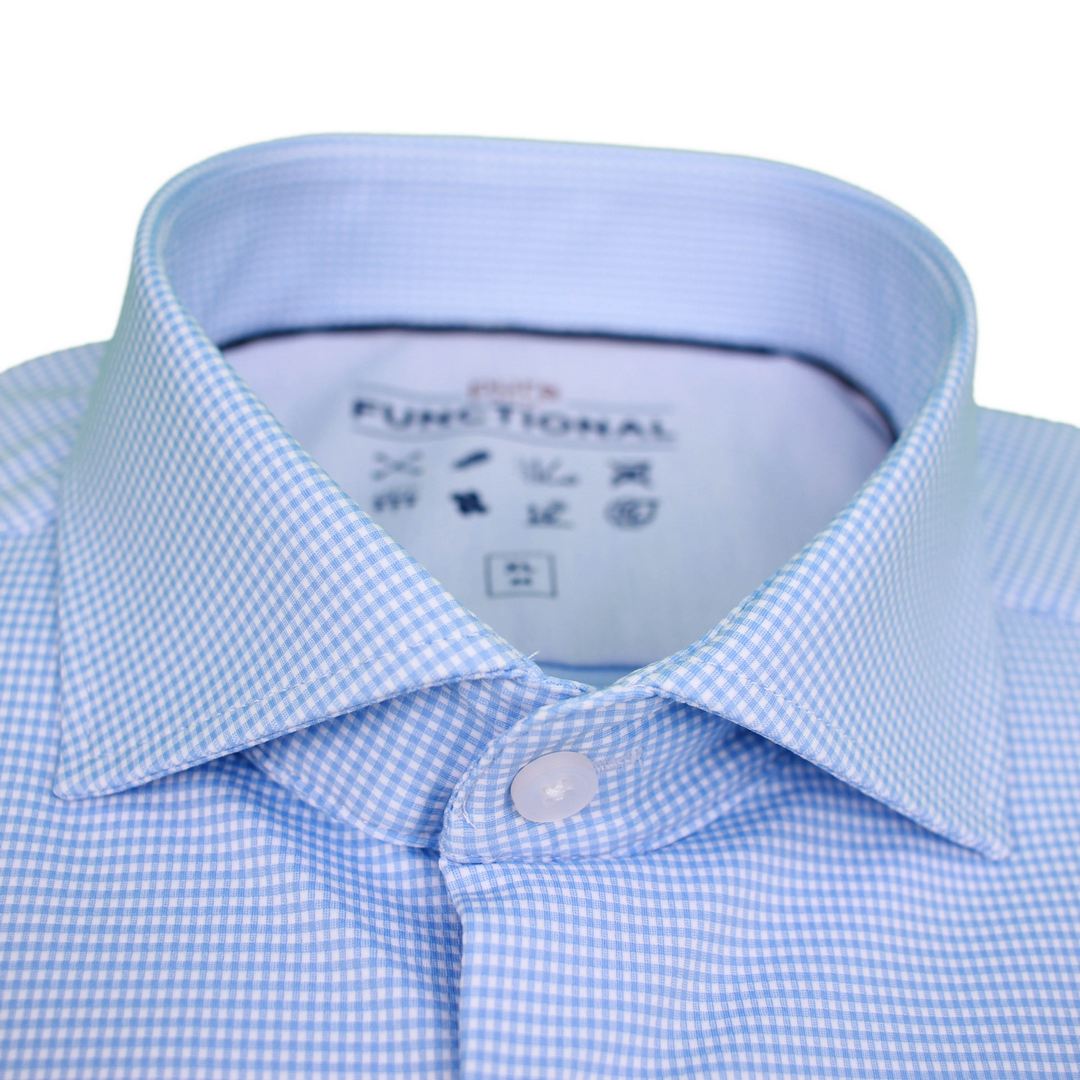 Pure Functional Herren Businesshemd Slim Fit blau kariert D81312 21155 150