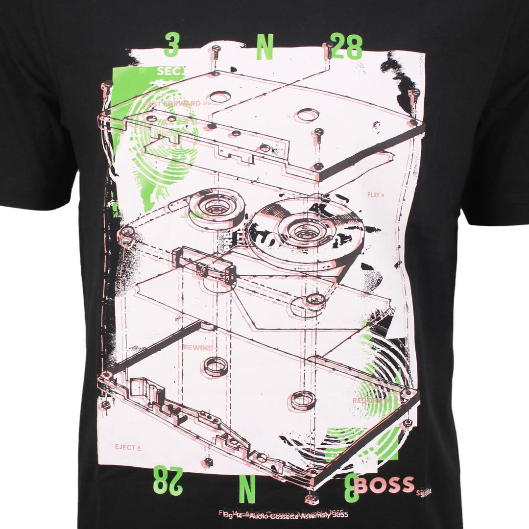 BOSS Herren T-Shirt Regular Fit Te Cassette schwarz 50516003 001 black