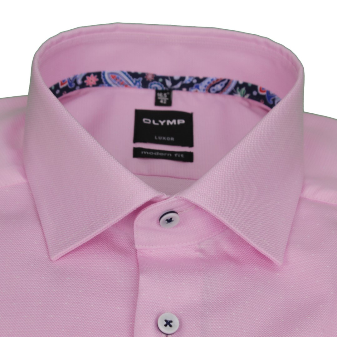 Olymp Herren Luxor Modern Fit Hemd rosa unifarben 5882 09 31