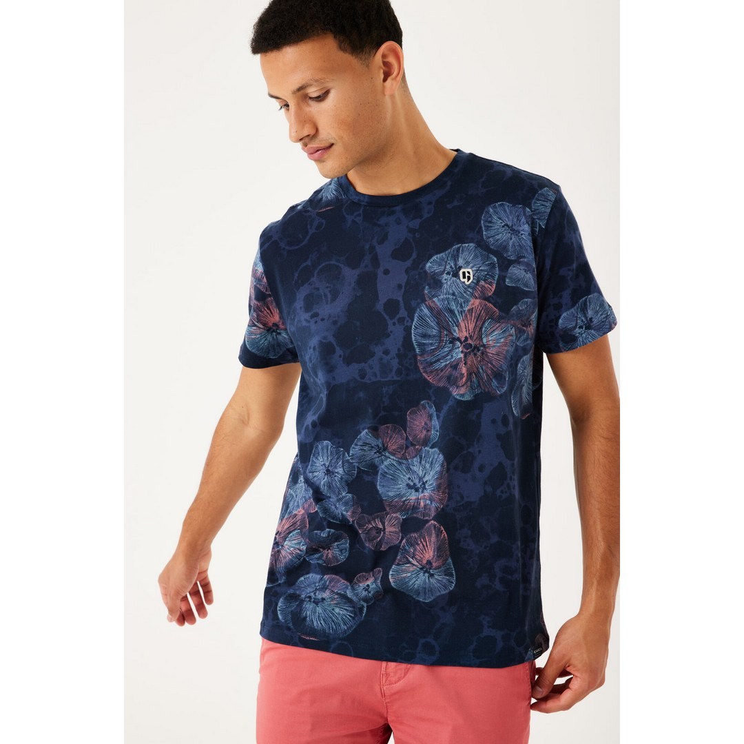 Garcia Herren T-Shirt blau florales Muster E31007 70 marine