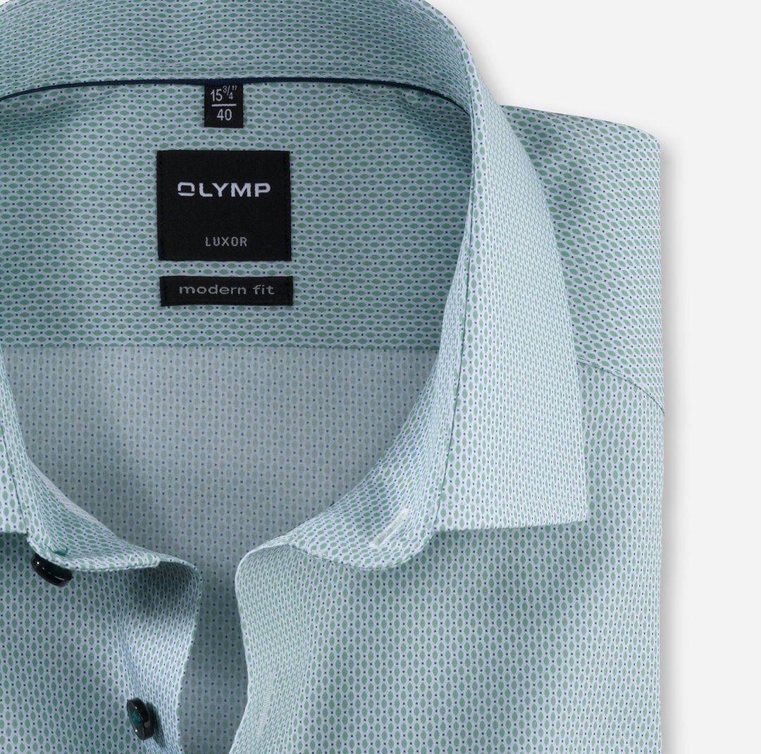 Olymp Luxor Hemd Langarmhemd Businesshemd grün gemustert Modern Fit 124814 45