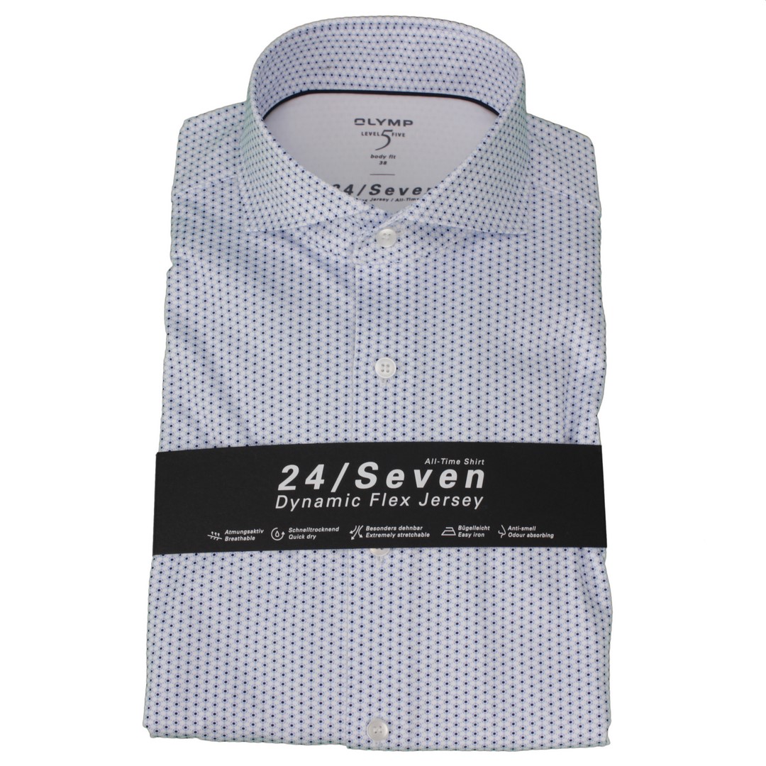 Olymp Hemd 24/Seven Dynamic Flex Jersey All Time Shirt blau gemustert 206274 11