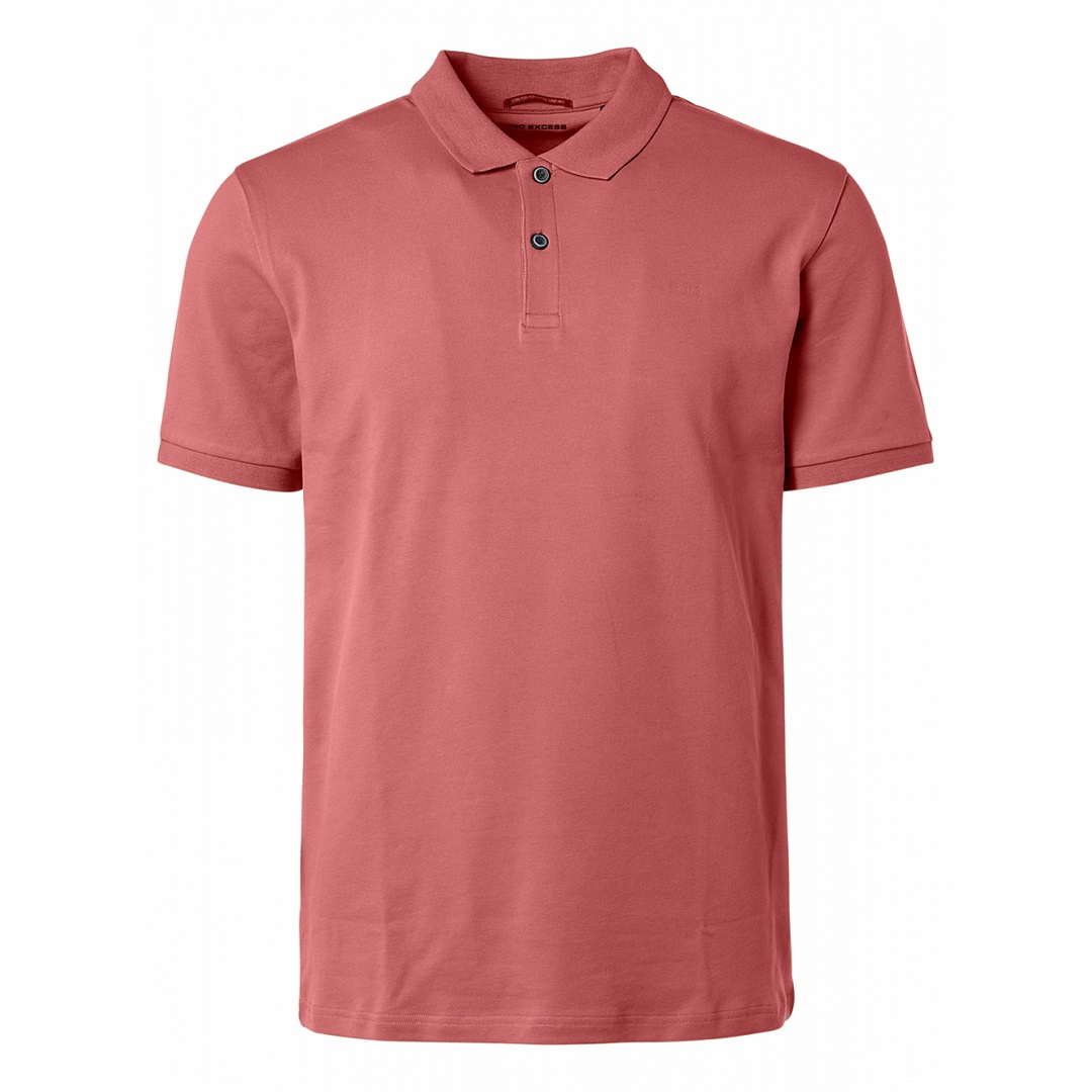 No Excess Herren Polo Shirt Solid Stretch rot unifarben 15390260SN 094 coral