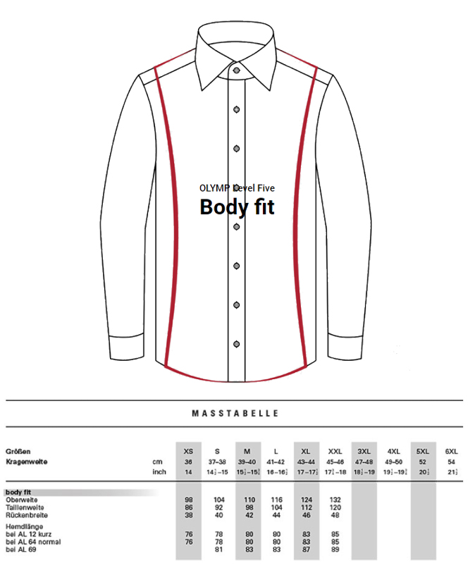 Olymp Level Five Body Fit langarm Hemd Businesshemd weiß unifarben 219014 00 weiß