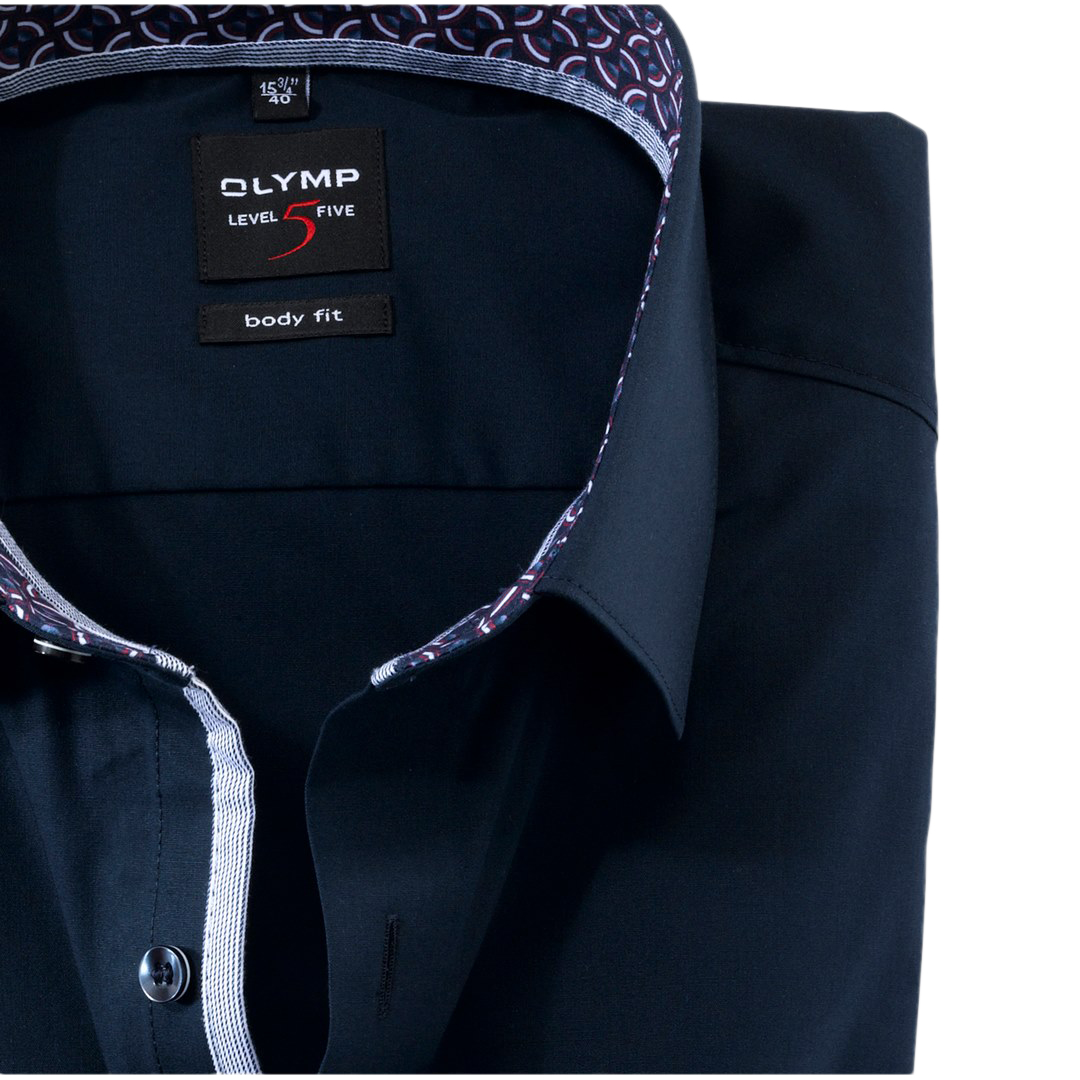 Olymp Level Five Body Fit langarm Hemd Businesshemd dunkelblau unifarben 219014 08 kobalt