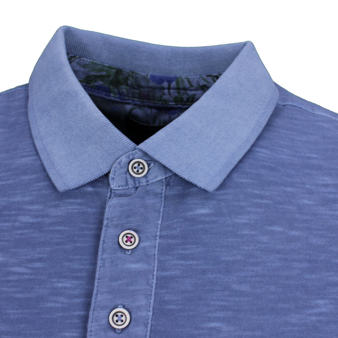 Fynch Hatton Herren Polo Shirt blau meliert 11211740 623 pacific