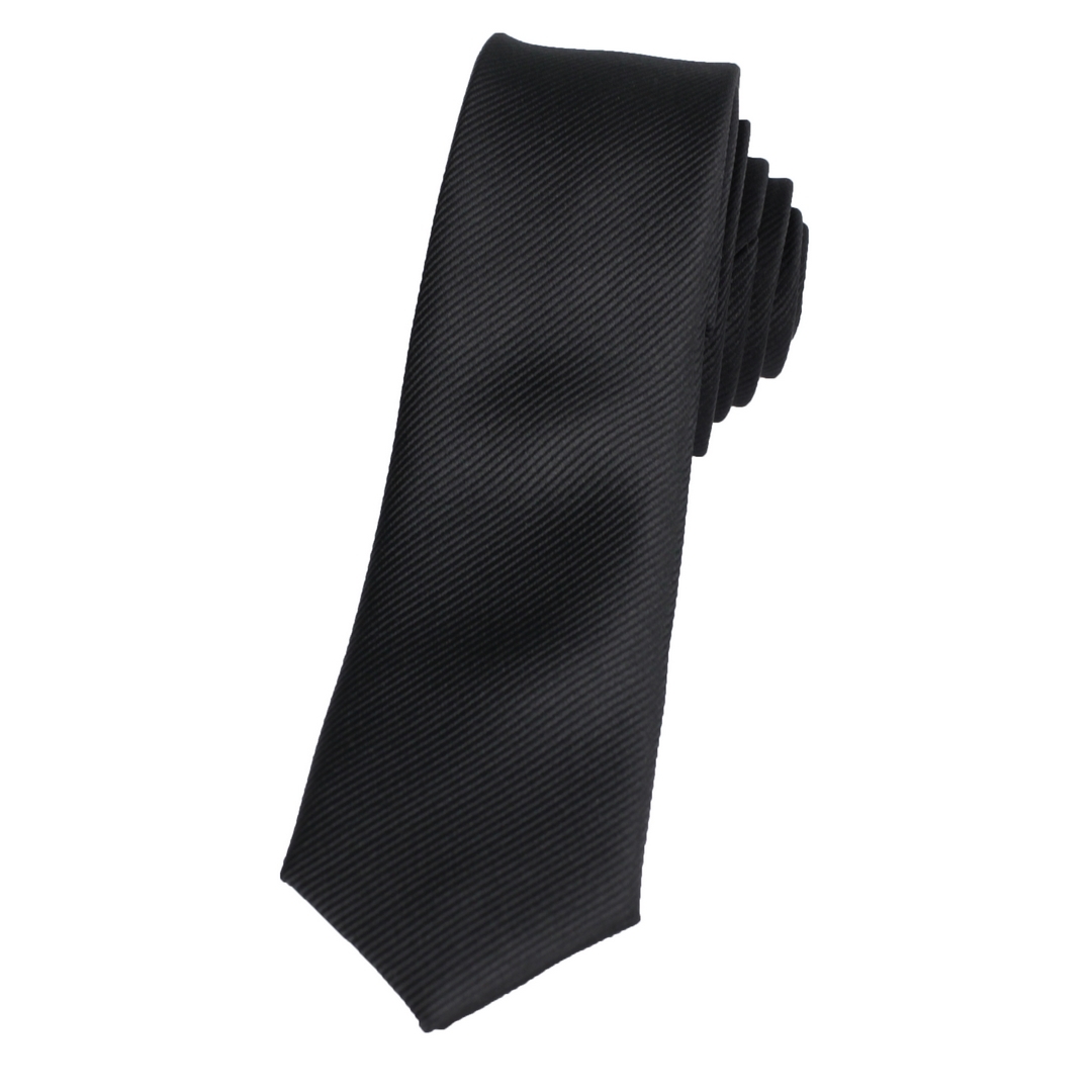 J.S. Fashion Slim Krawatte schwarz unifarben Slim KM 567 Black