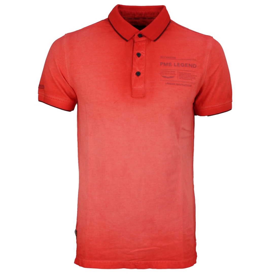 PME Legend Polo Shirt Light Pique Cold Dye rot unifarben PPSS212861 3260