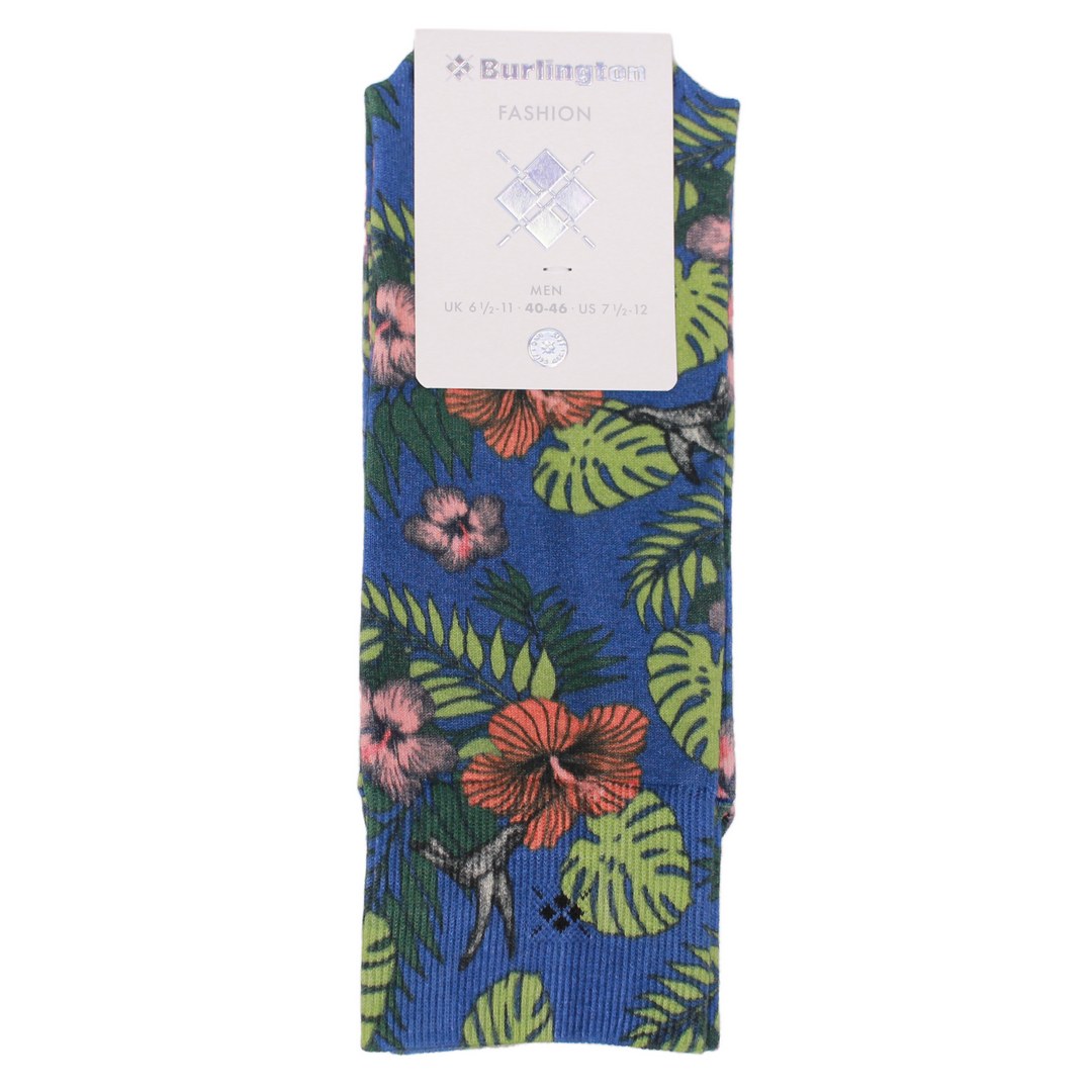 Falke Herren Burlington Socken blau grün florales Muster 24731 6046 deep blue