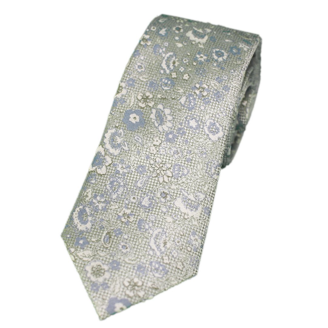 Ploenes Real Guys Herren Krawatte grün blau florales Muster 5710K005XM 005