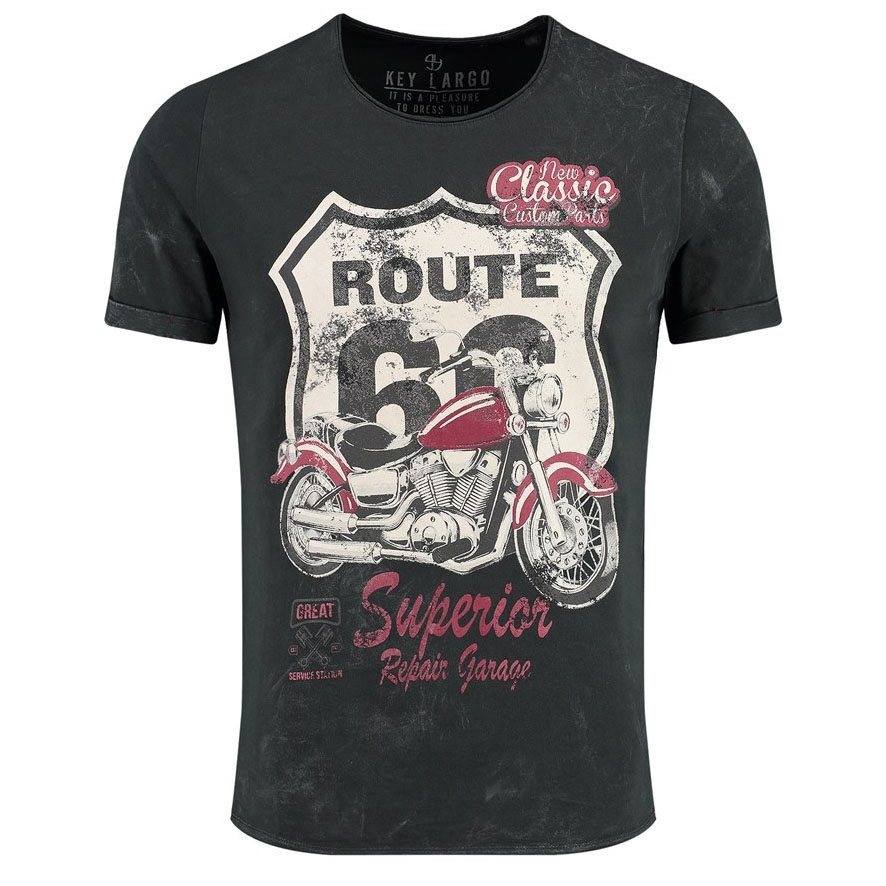 Key Largo Herren T-Shirt Custom Bike round schwarz MT00505 black