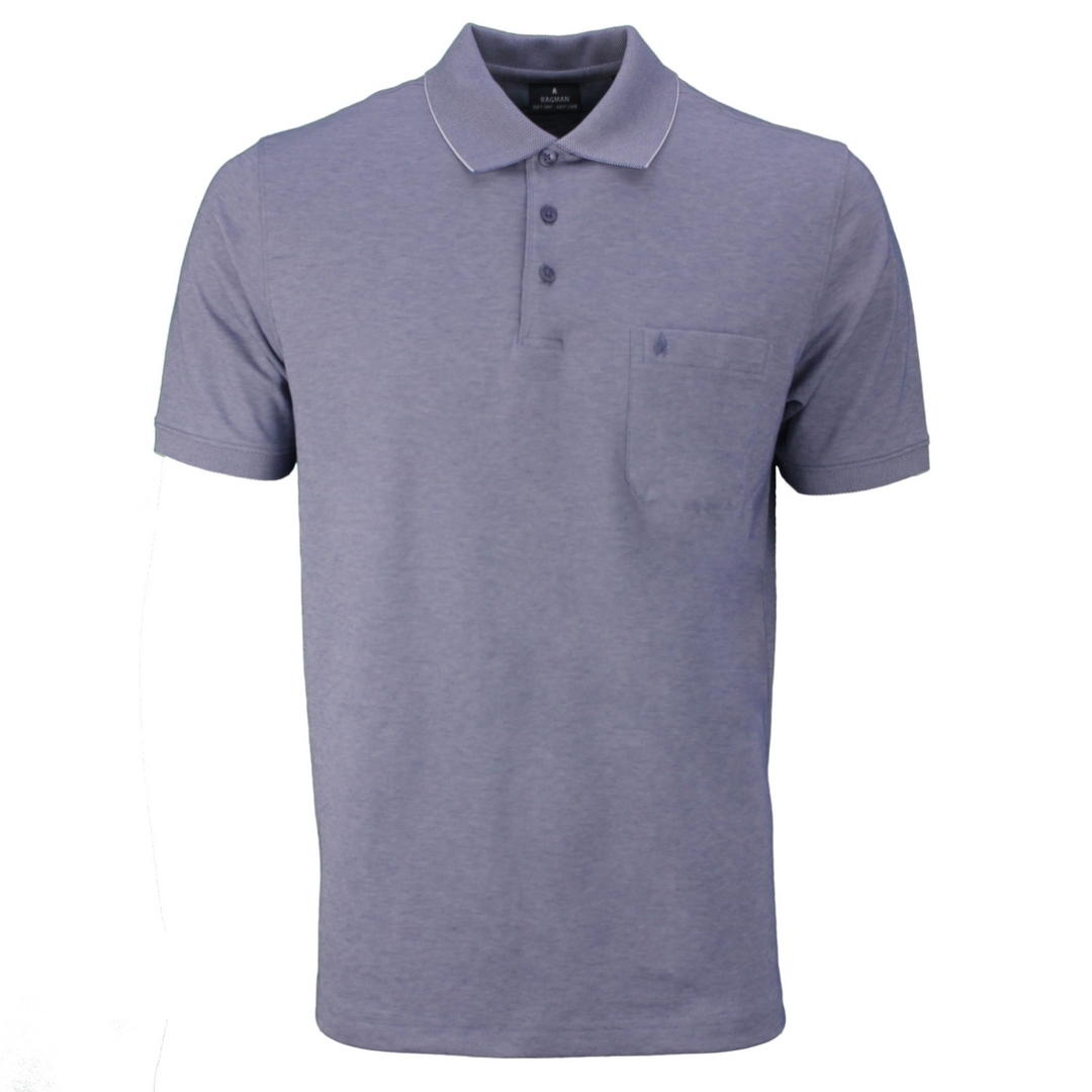 Ragman Herren Polo Shirt Poloshirt Softknit blau unifarben 540391 073 marine melange