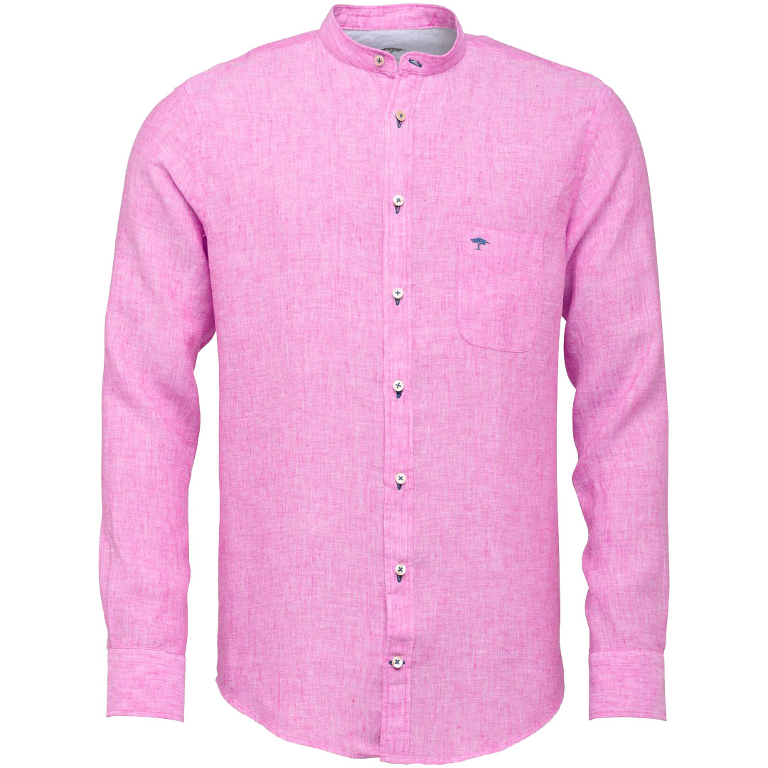 Fynch Hatton Herren Freizeit Hemd Leinenhemd rosa unifarben 11226038 6033 lavender