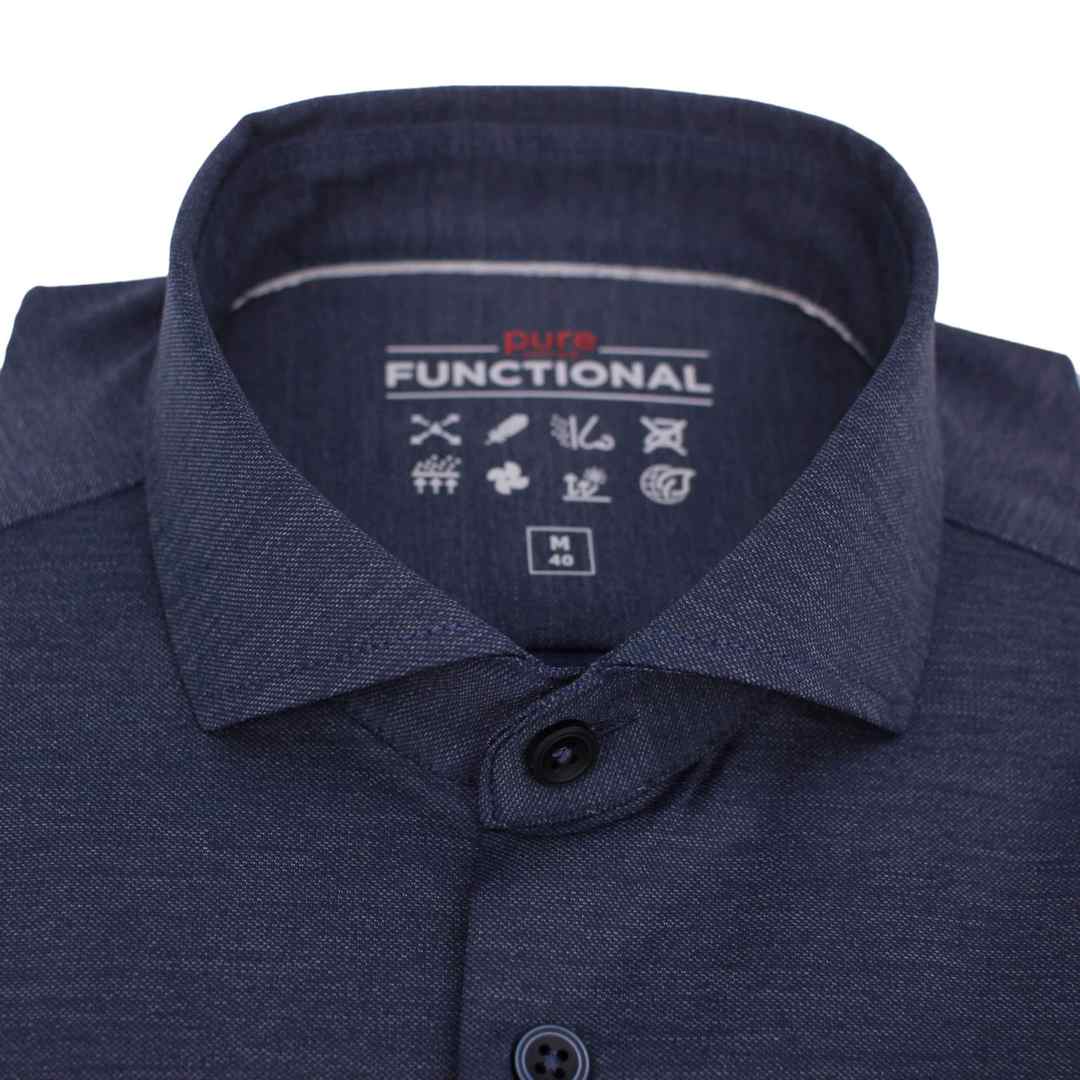 Pure Herren Functional Hemd Businesshemd blau unifarben D51305 21770 120 dunkelblau