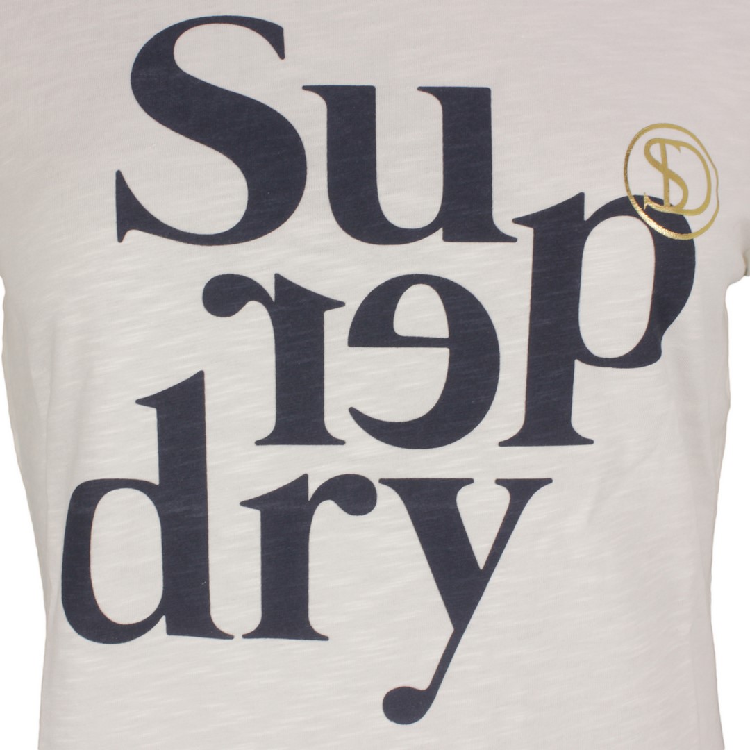 Superdry Damen langarm Shirt Label Tilly Lace Graphic Top weiß W6010096A FU4