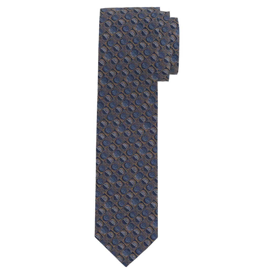 Olymp Herren Slim Krawatte blau braun gemustert 174721 58 messing