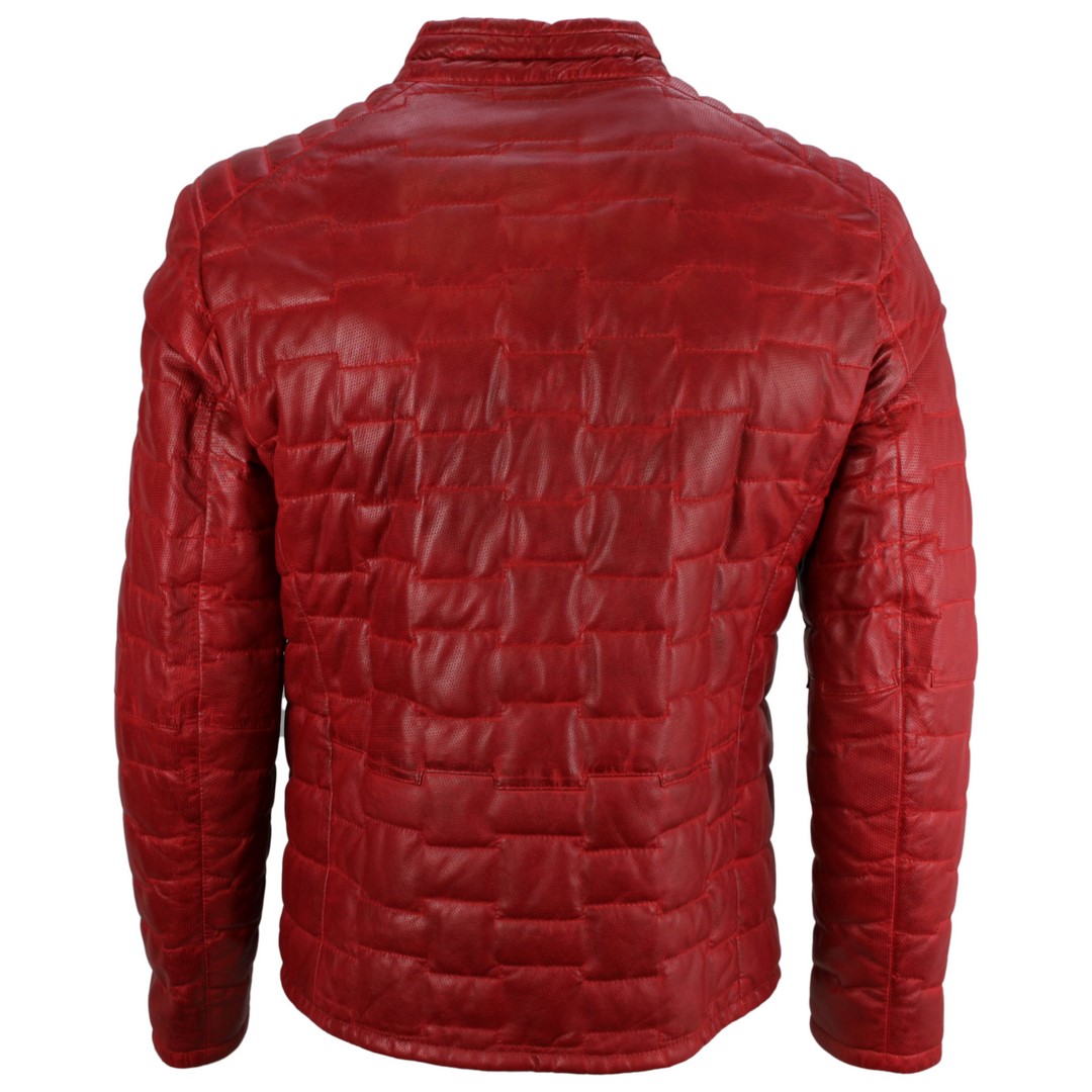 Milestone Herren Lederjacke Jacke rot gesteppt Anzio with Punch 111009 54 red