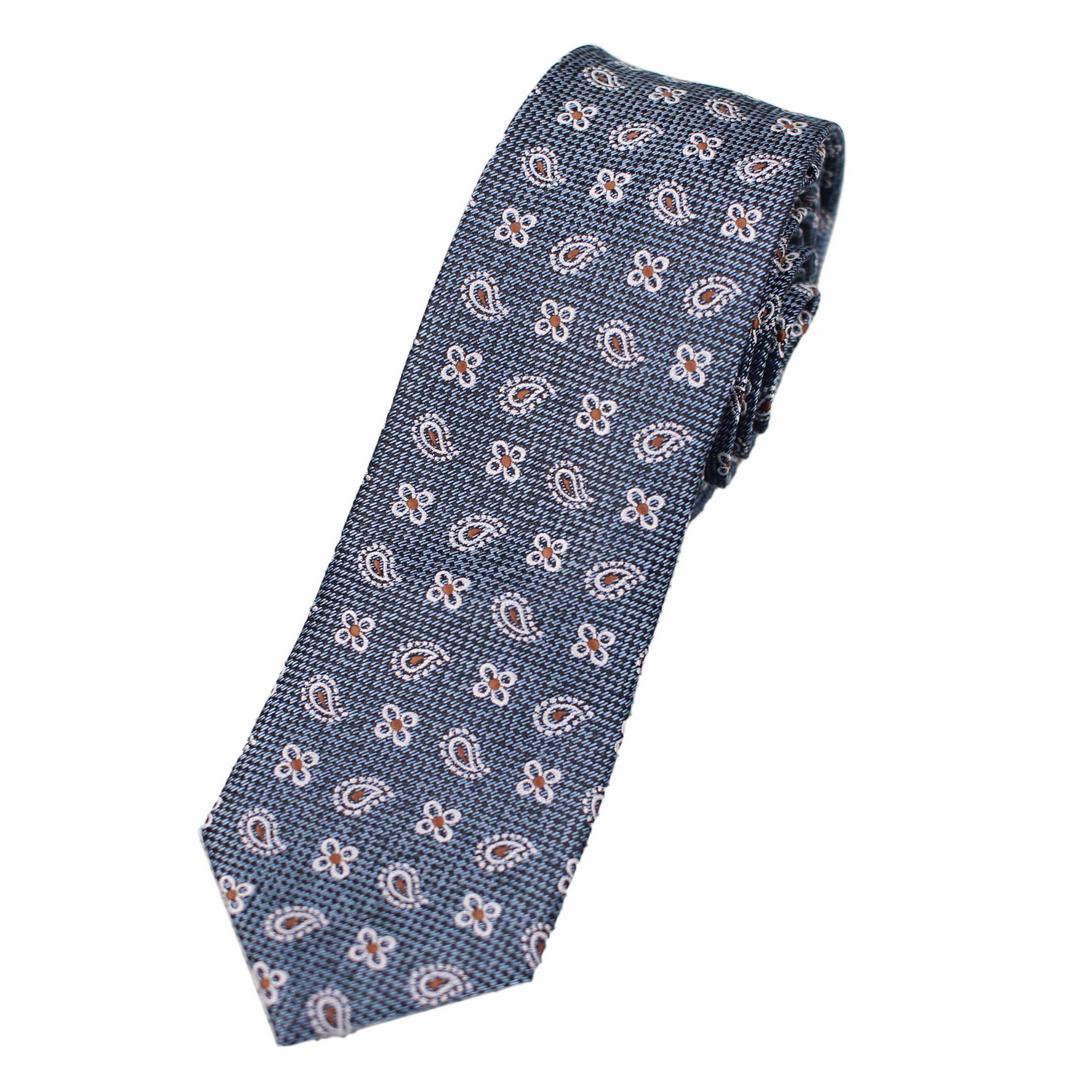 J-S. Fashion Herren Slim Krawatte blau Print Muster K 46429 8