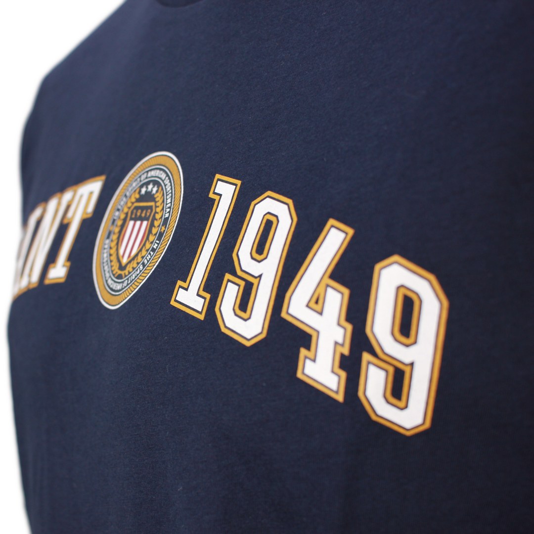 Gant Herren T-Shirt kurzarm Crest Shield blau unifarben 2003150 433 evening blue