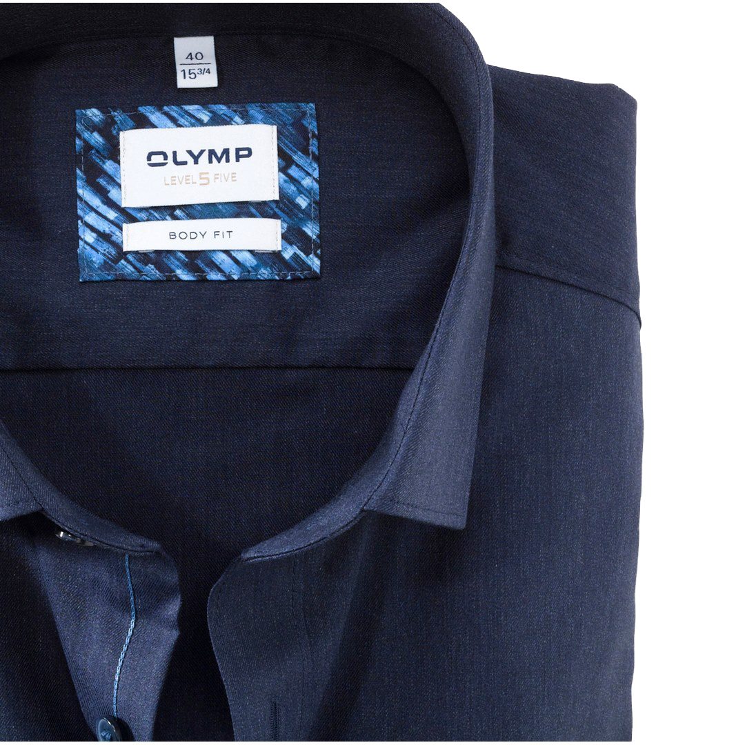 Olymp Herren Level Five Langarm Hemd Businesshemd blau unifarben 209024 18 marine
