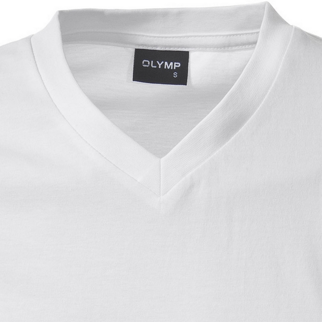 Olymp Herren T-Shirt Shirt kurzarm Doppel Pack V-Ausschnitt weiß Unifarben 0701 12 00