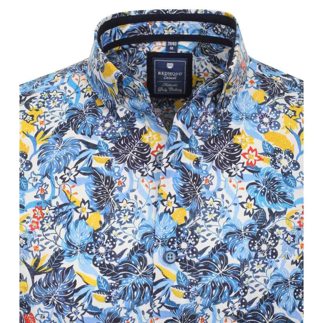 Redmond Herren Freizeithemd Comfort Fit blau florales Muster 241410999 10