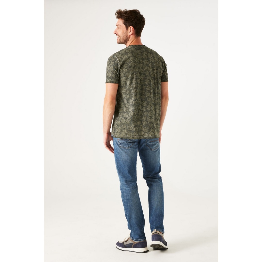 Garcia Herren T-Shirt Regular Fit grün florales Muster O41006 2050 sage green