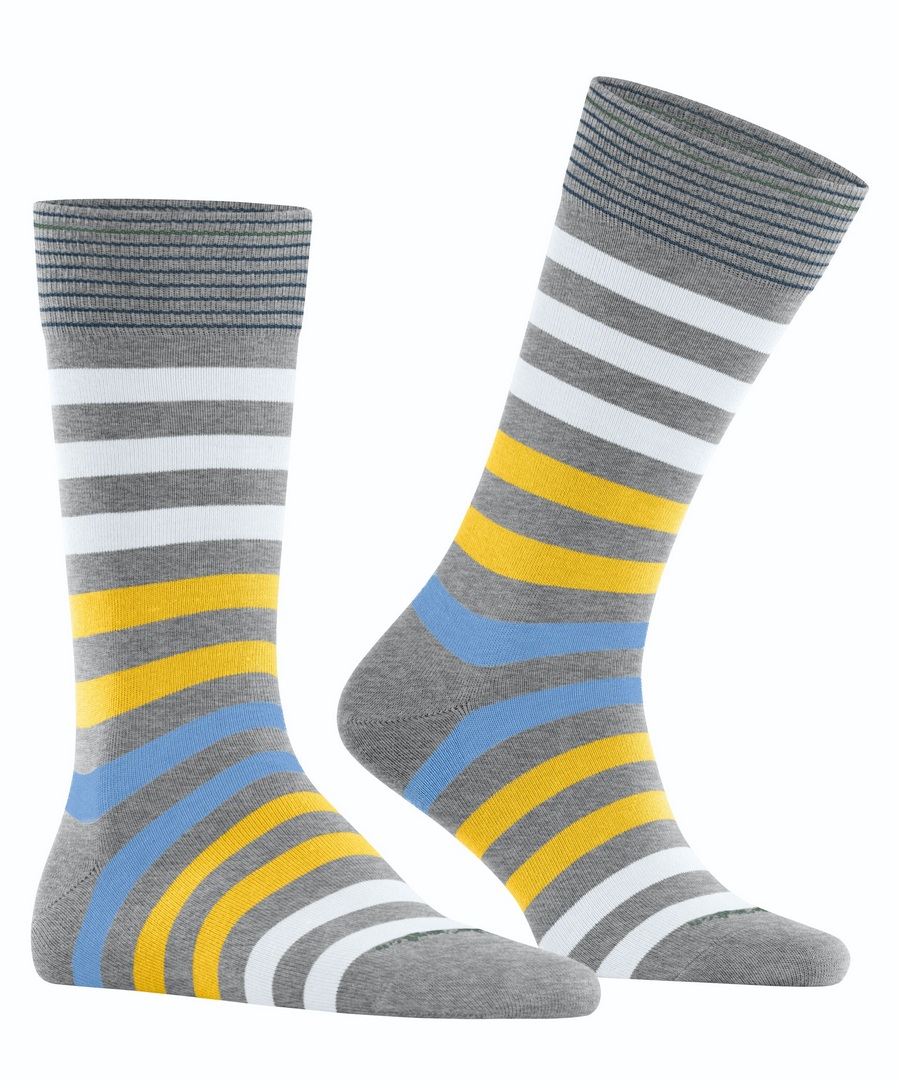 Falke Socken mehrfarbig gestreift Burlington Blackpool 21023 3403 light grey